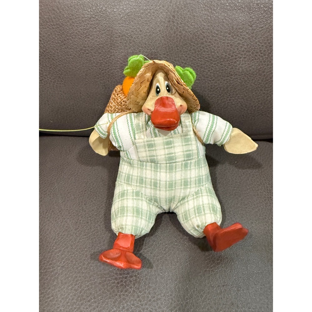 Vintage Russ Berrie Denny Duck Kathleen Kelly Critter Factory 2105 Plaid Farmer